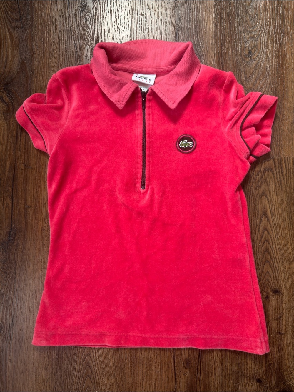 Y2K / Vintage Lacoste Hot Pink Velour Zip Polo